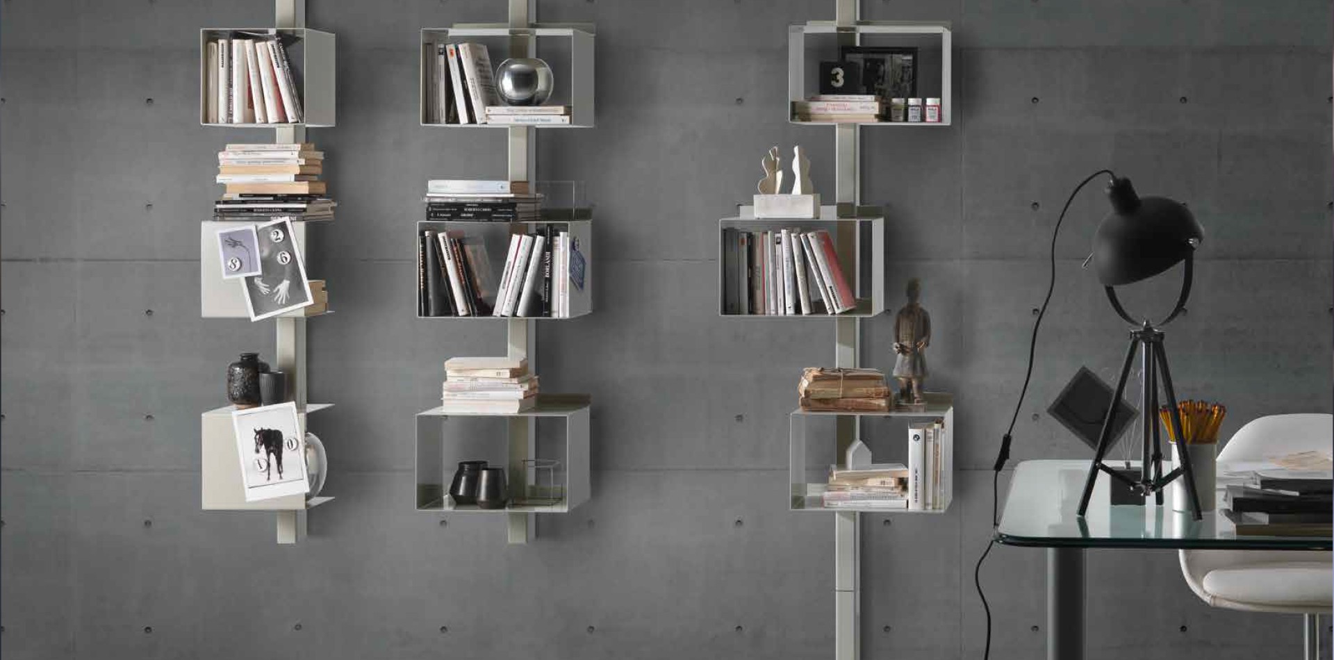 Steel bookcase with plate